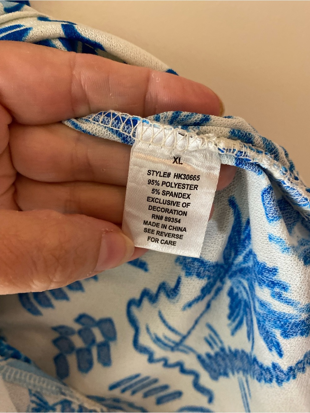 kathy ireland White & Blue Tropical Print Wrap Blouse - Picture 5 of 5